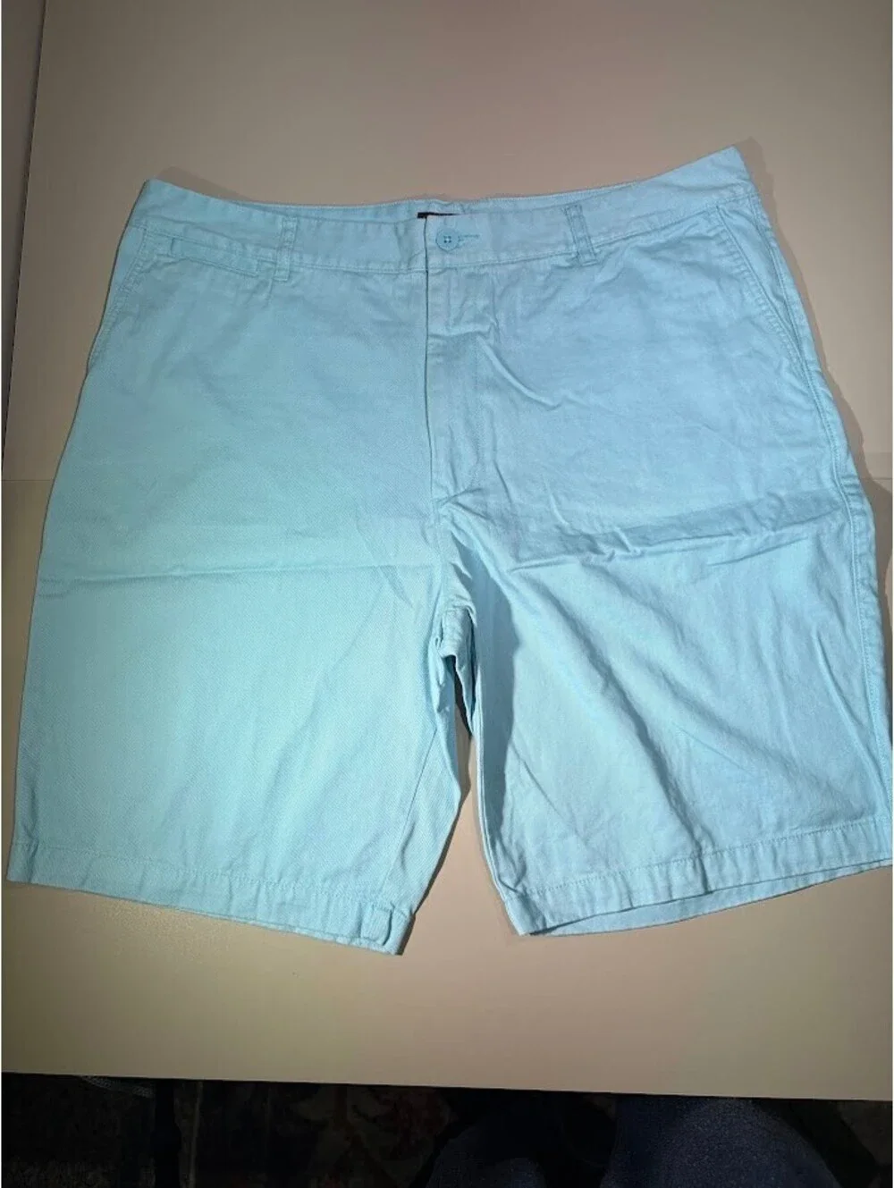 John Bartlett Consensus Men's Chino Shorts Size 38 Light Blue Pastel Flat Front
